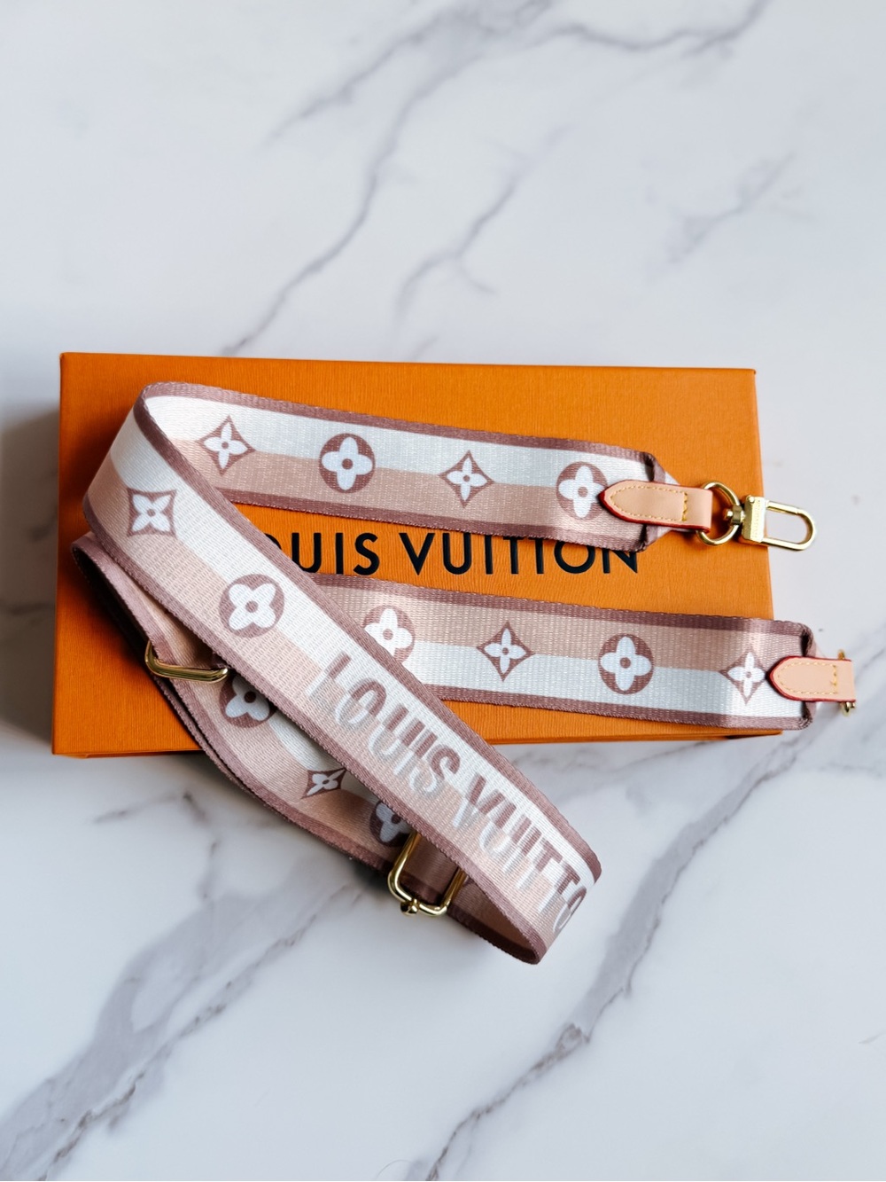 LV Designer logo Bandouliere replacement Beige guitar Strap - Picture 2 of 7